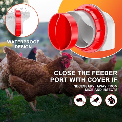 ZenxyHoC No Waste Chicken Feeders and Waterers - 8 Set with Water Cups | for Buckets Barrels Bins Troughs No Waste Chicken Feeder - size: 8 Ports and 8 Cups