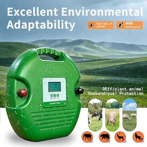 12KV High Joule Livestock Energizer, AC DC Solar Pasture | Electric Fence Charger 40km 25-100 acre, cattle horse; heavy-duty rugged, apiary bear protection, LCD alert, plug-and-play