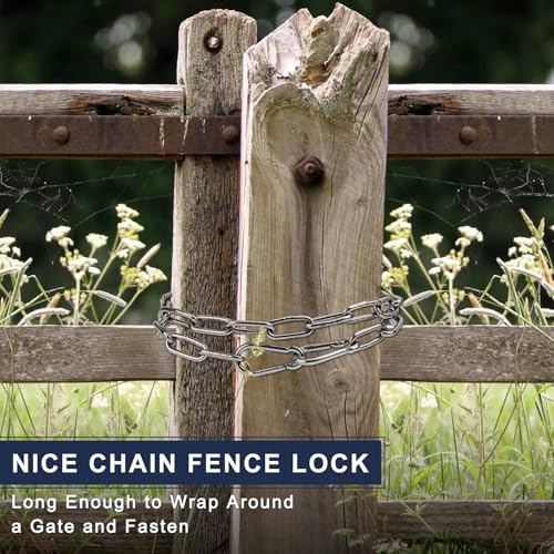 2 Pack Outdoor Fence Gate Chains, 5/32 x 36 Inch Mental Chain Fence Lock with Spring Hooks Easy to Open and Close, Silver Safety Gate Chain Link for Livestock, Ranch, Barn Urkupoo (Extended)