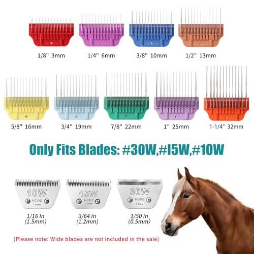DOG Stainless Steel Wide Clipper Attachment Guard comb Set for A5 Series | 9-Piece,Snap-On/Off Design Combs,Only Fir for 10W/15W/30W Wide Blade - color: 9-Pack