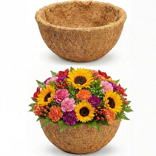 HFHOME 2PCS 12" Round Coco Liner , 12 inch Coco Fiber Replacement Liner for Hanging Basket - color: 2pcs, size: 12-in