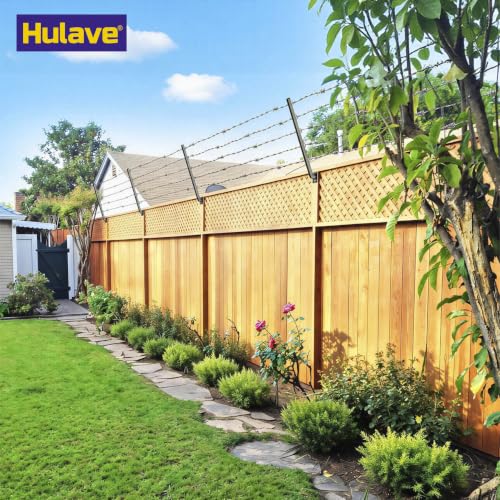 Hulave 8-Pack Angle 25° Fence Post Extender High 32" Fence Barbed Wire Extend Arm for Outdoor Fences to Increase Height for Privacy,Security Prevent Animals from Jumping and Breaking in (Matte Black) - size: 32in-25°Angles