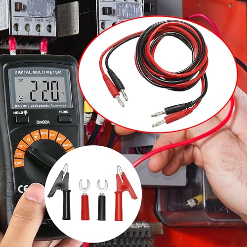 Sumnacon 4 in 1 Banana Plug Alligator Clip Pure Copper Fork Test Lead, 6.6 Ft Multimeter Flexible Test Lead Wire Cable with Protective Jack Copper Clamps for Electrical Testing 1000V/15A - size: 6.6 ft