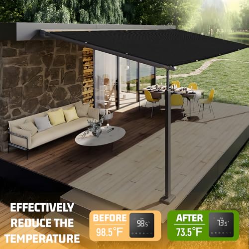 SUNNY GUARD 90% Shade Cloth 4/6/8/10/12 FT with Grommets, 6'x12', Black | Sun Shade Screen Fabric Shade Cover Tarp with Grommets for Pergola, Backyard & Garden, Durable HDPE, Custom Sizes - color: Black, size: 0 6'×1 2'