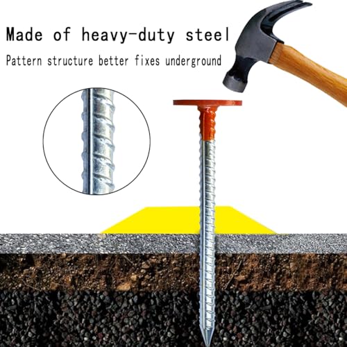 Rebar Survey Marker Stakes, 12 Inch Long - 1.35 LB Heavy Duty, Hi-Vis Orange (2 Pack) Building line Marker Posts are Suitable for Paving Stones, Gardens, Lawn Edges, and Weed barriers