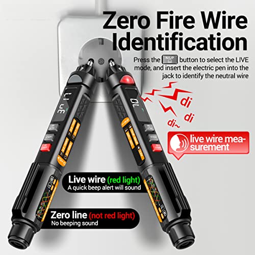 A3009 Mini Pen Multimeter with Voice Broadcast 6000 Counts Voltmeter VA Reverse LCD Display Flash NCV Tester for Vole Resistance acitance Temperature On/Off Diode Phase Sequence