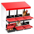 ZenxyHoC Two-Tier Chicken Nesting Box Red 6 Compartments | Metal Egg Laying Box with Rollout Egg Collection & Swing Perch for Backyard Chicken - size: 6 Compartments