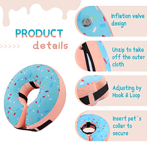 Supet Inflatable Dog Cone Collar Alternative After Surgery, Doggie Neck Donut Collar Recovery E Collar, Soft Dog Cone for Small Medium Large Dogs - color: Donut Blue, size: L(Neck 12"-16")