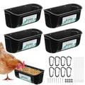 PIREKZUNT 4 Pack Chicken Duck Feeder, Poultry Feeders and Waterers, Hanging Goat Feeder, Livestock Feeding Container, Feed Trough and Waterer Bucket with Clips(Black) - color: 4 Pack Black