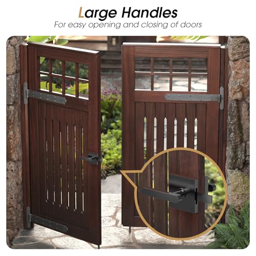 Double Side Gate Latch, Left Inswing Gate Latch for Wooden Fence | Black Fence Gate Latch With Handles, Heavy Duty Gate Latch for Wooden Gates, Vinyl Gate, Backyard, Garden - size: GL01