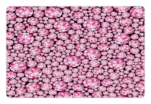 Lunarable Feminine Pet Mat for Food and Water, Big Vivid Diamond on The Dark Background Engagement and Wedding Themed Print, Non-Slip Rubber Mat for Dogs and Cats, 18" X 12", Pink - color: Pink