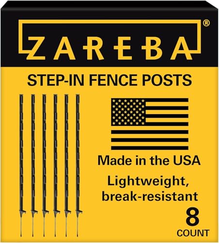 Zareba 4-Foot Step-in Electric Fence Posts - 8 Pack for Electric Fence System - Sturdy Construction - A-48B8, Black - Easy to Install Step in Posts, Includes 8 - style: 8 Black Posts
