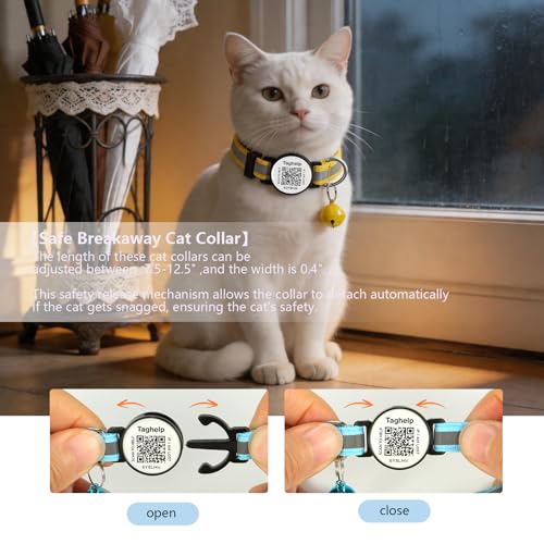 Smart QR Code Cat Collar 2-Pack, Breakaway Reflective Collar with Digital ID Tag - The Smart Upgrade to Personalized Name Collars, Adjustable with Bell (Yellow & Green) - color: Reflective Strip - Yellow & Green