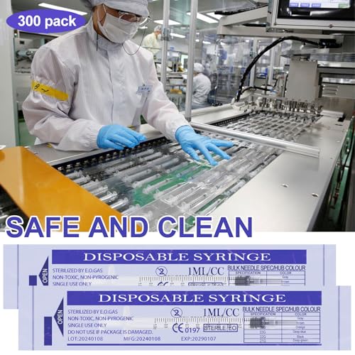 300 PCS 1ml Syringe Bulk with Cap,1cc Plastic Small Syringes with Cover, Liquid Measuring Syringe, Syringes Tools for Scientific Labs, Feeding Small Pets, Oil or Glue Applicator-Individually Sealed - style: 1ml
