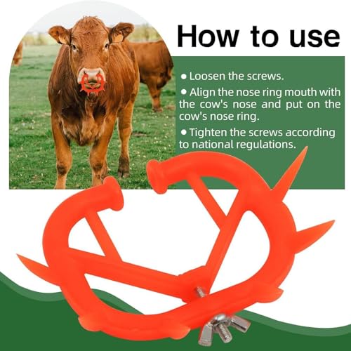 5PCS Cow Nose Ring Farm Livestock Animal Weaner Red Plastic Calf Weaning Nose Rings Spiked Preventing Milk Suckling Farm Livestock Equipment