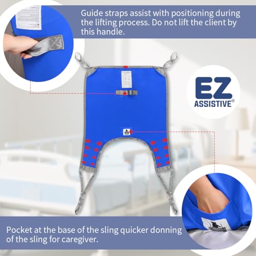 EZ Assistive Patient Lift Divided Leg Sling with Lower Back, Patient Lift Sling for Transfer and Positioning and Lifting, 500lb Weight Capacity (Blue, S -Pack of 1 pc) - color: Blue, size: S -Pack of 1 pc