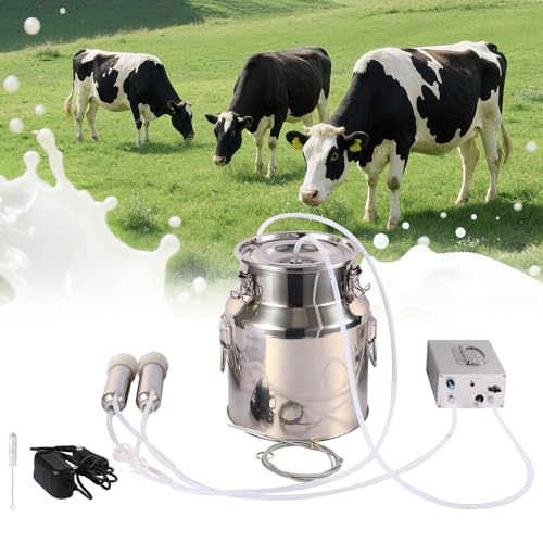 14L Cow Milking Machine,13200mAh Rechargeable & Portable Milker,304 Food Grade Bucket with Automatical Vacuum Pulsation for Cows - size: 14L Cow