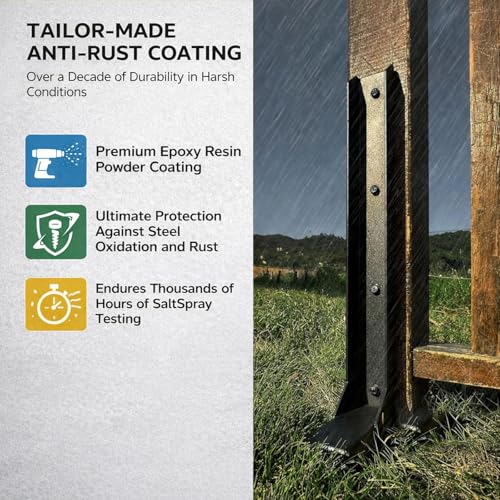5 Pack Fence Post Repair Kit, Heavy Duty Steel Post Repair Stakes for Broken or Leaning Wooden Fence Posts, Support Brackets for 4x4 and 6x6 Posts