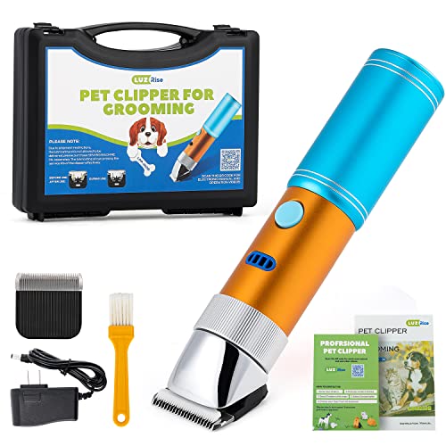 Dog Clippers for Grooming 400W with Rechargeable 5h-Standby Battery | Low Noise < 50db, Cordless Heavy-Duty Pet Hair Shaver Kit, with 2 Sharp & Detachable Blades of 3MM&6MM, Blue - size: 400W