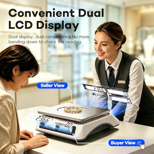 Counting Scale 88lb/40kg x 0.5g Industrial Scale lb/oz/g/kg Digital Parts Scale with Dual LCD Display, Rechargeable Inventory Scale for Small Parts Coins Pieces Tickets, Precision Gram Scale - style: 40kg x 0.5g with 3 Displays