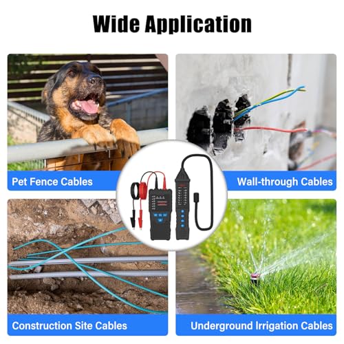 U610 Underground Wire Locator, Underground Cable Locator Wire Tracker for Pet Fence Buried Cables, Test Short Circuit Breaker of Wall and Underground Cables