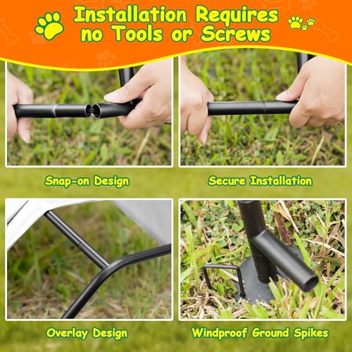 4'x 4'x 3.3' Dog Shade Shelter, Outdoor Dog Tent Dog House Canopy Waterproof, Sun Protection with Ground Stakes for Pet Medium Large Dogs, Cats, Pigs, Chicken, Goose (4‘’) | 4'X4'X3.3' Dog Tent, Windproof & Waterproof, Easy To Clean, Spacious Rest Space S