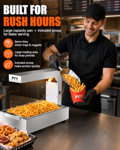 PYY French Fry Warmer - Commercial Food Heat Lamp Food Warmer Light 122°F Free-Standing Warming Fry Dump Station Countertop Fries Warmer Commercial Food Warmer for Chips Churros Buffet Restaurant - size: 10L Fixed Height