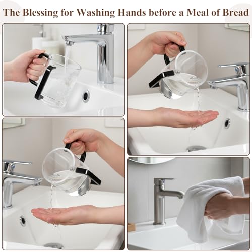 2 Pcs Judaica Hand Washing Cup with Dual Handles 5" Acrylic Clear Negel Vasser Hand Washing Cup for Jewish Ritual Netilat Yadayim Holiday Gifts (Black Handle) - color: Black Handle