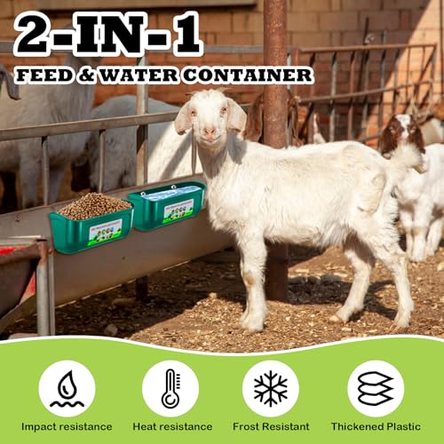 5 Pack Chicken Feeder, Duck Feeder Supplies, Hanging Fence Feed Trough with Clips for Goat, Sheeple, Piglet, Gooses, Turkeys, Dog Livestock Poultry, 8 Quarts in Total, Feed Scoop Included, Green - color: Green 5pcs