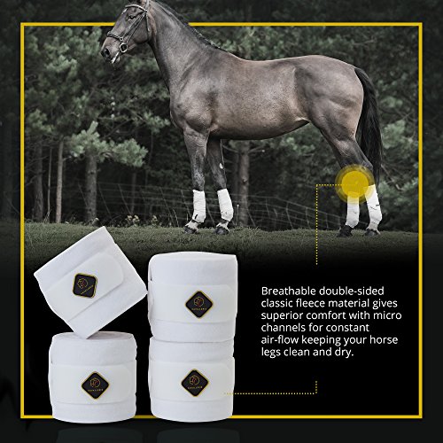 Elastic Fleece Bandages for Horses, Non- Slip and Snug fit Breathable Material for Injury Protection and Superior Legs Support, Stocking up Solution - Black - (2 Units Per Pack) - color: Black, size: 2 Pack