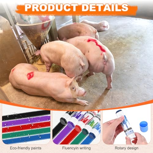 M METERXITY 5-Pack Livestock Marker, 11.6 Cm/4.6 Inches Medium Animal Crayons for Pig/Cattle/Cow/Sheep Supplies, Farming Livestock Marking Crayons [Blue] - color: Blue