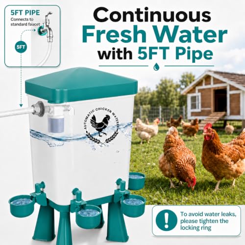 3 Gallon Chicken Waterer with 10 Chicken Water Cups, No Spill Poultry Waterer Bucket with Stand Legs, Hooks and Screws, Chicken Water Feeder for Coop, Ducks, Hens, Farm (Blue, Auto-1pcs) - color: Blue, size: Auto-1pcs