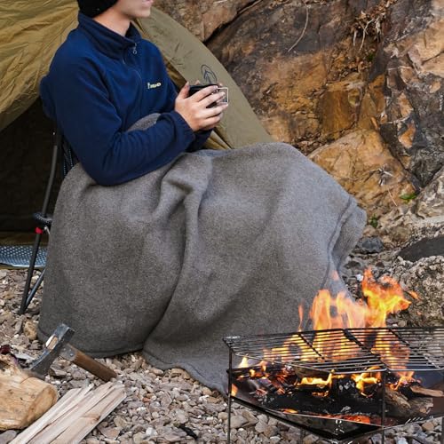 REDCAMP Wool Blanket, Warm and Thick Wool Camping Blanket, Grey | Great for Outdoors, Camping, Stadium Blanket, Picnics, Travel and Car, Machine Washable 86"x 63" - color: 86"x 63" Grey