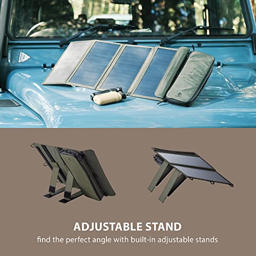 ELECOM NESTOUT Portable Solar Panel, Dual USB-A Ports, 28W Power Generation Charger for Phone Camping, Durable Water-Resistant Ripstop Nylon, Foldable Lightweight, Adjustable Stands (2-Panel) - color: 2-panel