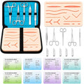 Suture Practice Kit for Medical & Vet Students –Suturing Kit with 3-Layer Silicone Suture Pad, 14 Pre-Cut Wounds, Sutures, Surgical Training Tools & Carry Case