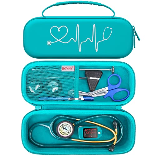 BOVKE Stethoscope Case for 3M Littmann Classic III/Cardiology IV–Turquoise | Lightweight II S.E/ MDF Acoustica Stethoscopes Hard Bag, Medical Supplies Case for Nurses, Doctors, Nursing School Essentials - color: Turquoise