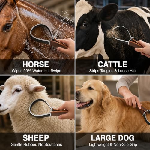 Metal Shedding Blade, Dual-Sided Shedding Blade Horse Hair Brush（2Pcs） | Versatile For Horses,Cattlem,sheep,Large Dogs,ComfortableNon-Slip PU Handle - size: 2 pcs