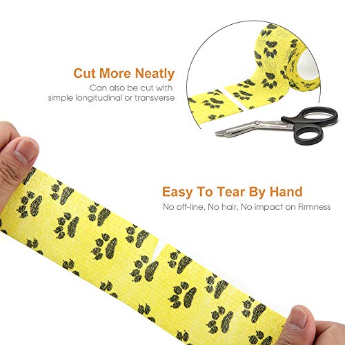 Vet Wrap Cohesive Bandages Bulk Self Adhesive Bandage Wrap Self Adherent Wrap Non-Woven for Dogs Pet Animals & Ankle Sprains & Swelling 2 Inch x 5 Yards (2 Inch Mixed Claw) - color: 2 Inch Mixed Claw