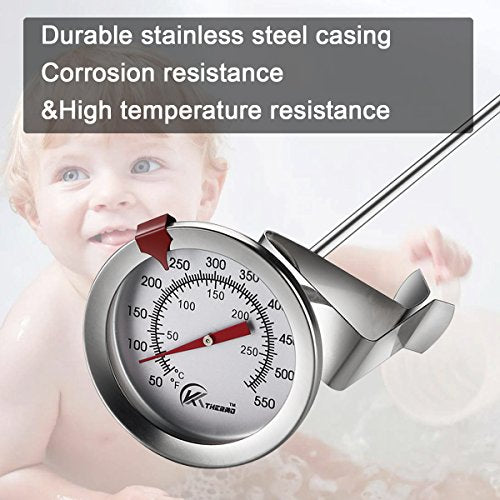 Candy/Deep Fry Thermometer with Instant Read,Dial Thermometer,12" Stainless Steel Stem Meat Cooking Thermometer,Best for Turkey,BBQ,Grill,Analog display - color: 1-pack