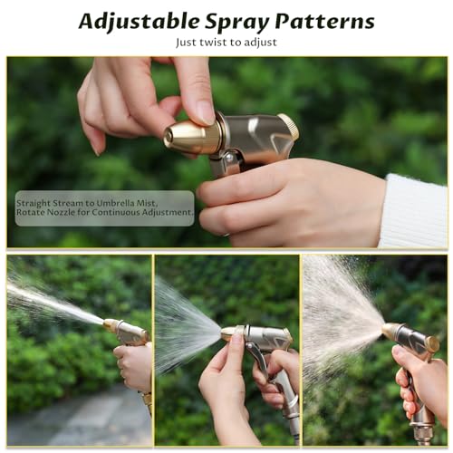 Lichamp Heavy Duty Garden Hose Nozzle Sprayer, Solid Metal High Pressure Water Nozzle with Adjustable Spray Patterns for Watering Plants, Lawns, Car Washing, Patio Cleaning, and Pet Care