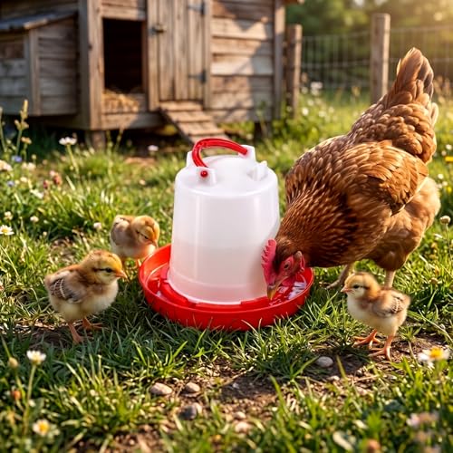 6 Pack Chick Waterer, 1L Poultry Water Feeder Plastic | Poultry Drinker with Handle, Chicken Water Dispenser, Waterer Hanging Poultry Water Container for Chickens Quail