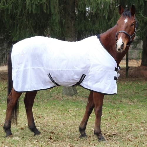TuffRider Comfy Mesh Fly Sheet | UV Protection Horse Sheet, Standard Neck, 130 Grams Breathable Polyester Mesh - White - 72 - color: White, size: 72