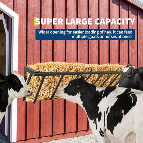 Wall Mounted Hay Feeder & Blanket Holder, 63" Heavy Duty Steel Hay Rack for Horse Stall, Goat Shed, Sheep Barn, 67 Gallons Large Capacity Feeder Organizer for Feeding and Storage | for Horse Stall, Goat Shed, Sheep Barn, 67 Gallons Large Capacity Feeder O