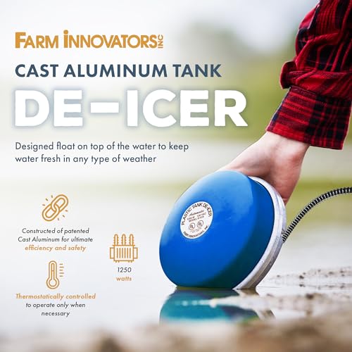 Farm Innovators Ice Chaser Cast Aluminum Floating Tank De-Icer, 1250 Watts | Thermostatically controlled heater operates only when necessary, cast aluminum construction, plastic-safe - color: Floating, size: Single Pack