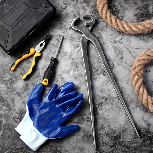 16 Inch Hoof Nippers Stainless Steel Farrier Tools Quality Hoof Trimmers with Gloves for Horse Goat Sheep Pigs Cattle Trimming Cutters Supplies Kit