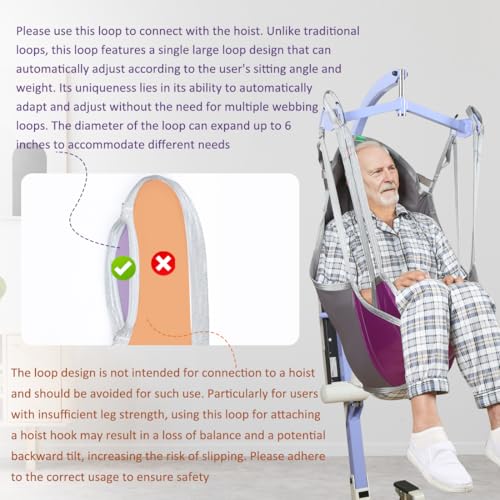 EZ Assistive Patient Lift Sling,Divided Leg Sling with Low or High Back, Lift Sling for Transfer and Positioning and Lifting, 500lb Weight Capacity (Medium-High Back) - size: Medium-High Back