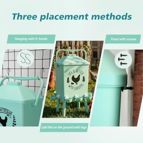 TGEYD Chicken Waterer, 4.2 Gallon Gravity Water Dispenser with Raised Stand Legs & Removable Top Cover, Hanging or Wall Mounted, BPA-Free for Backyard Chickens.