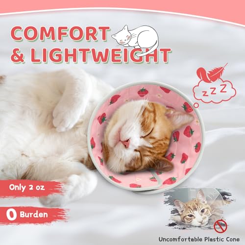 Cat Cone Collar Soft to Stop Licking, Adjustable, Foldable Lightweight Kitten Cones After Surgery Recovery for Cats & Kittens, Cat Cone Alternative, Easy Eating (Pink, S) - color: Pink, size: S