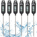 6 Pcs Instant Read Meat Thermometer Long Probe,Black | Probe Waterproof Digital Thermometer, For Cooking BBQ Water Milk Liquids, Quick Accurate Food Temperature - color: Black