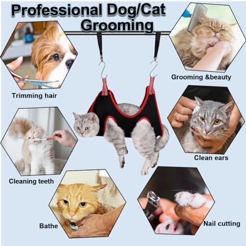 Dog Grooming Hammock Harness,Breathable Pet Cat Hammock Restraint Bag,Dog Grooming Sling Helper for Trimming Nail and Ear/Eye Care(S Size,8.5") - color: Black, size: S-Small Dogs/25-40lb
